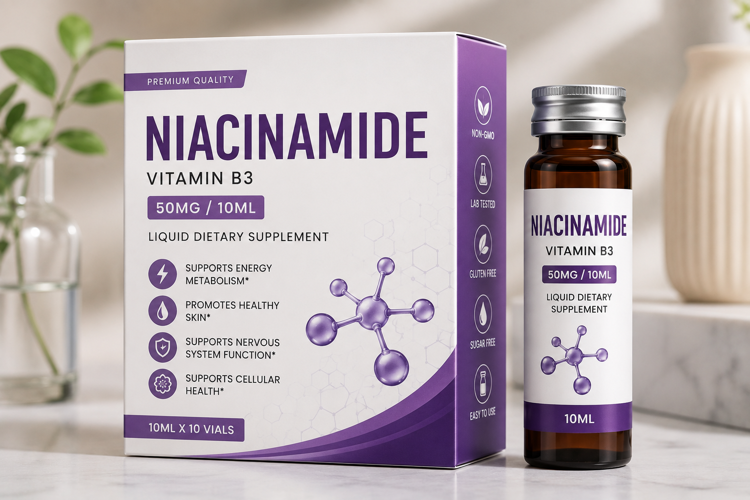 Niacinamide 50mg 10ml 10 Vials | Vitamin B3 Wellness Support
